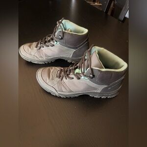 Quechua Gray and Mint Hiking Boots